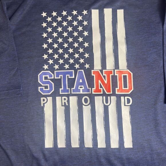 American Legends Stand Proud American Flag Navy Blue Black T-Shirt SZ L Unisex - Picture 3 of 7